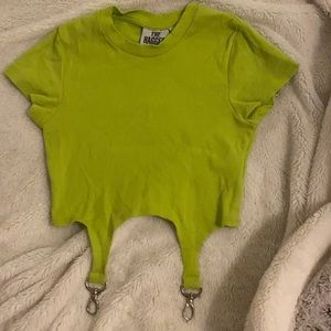 Ragged priest lime green buckle top
